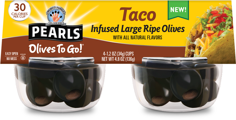 Pearls Olives To Go Infused Olives With Only 30 Calories - Pearls Olives To Go Taco (780x500), Png Download