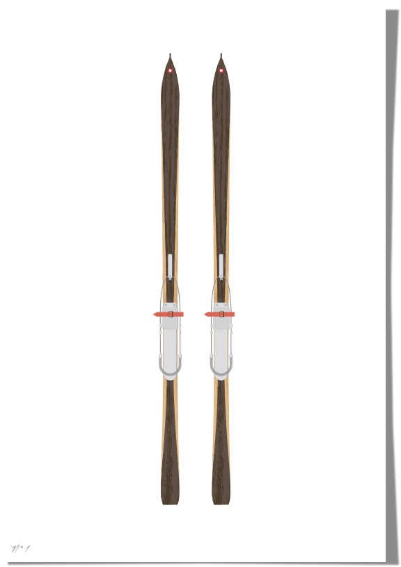 Vintage Skis I Art Print Roo Kee Roo - Ski (1000x1000), Png Download