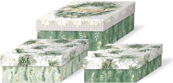 Winter Greens Square Nested Box Set - Mattress (600x600), Png Download
