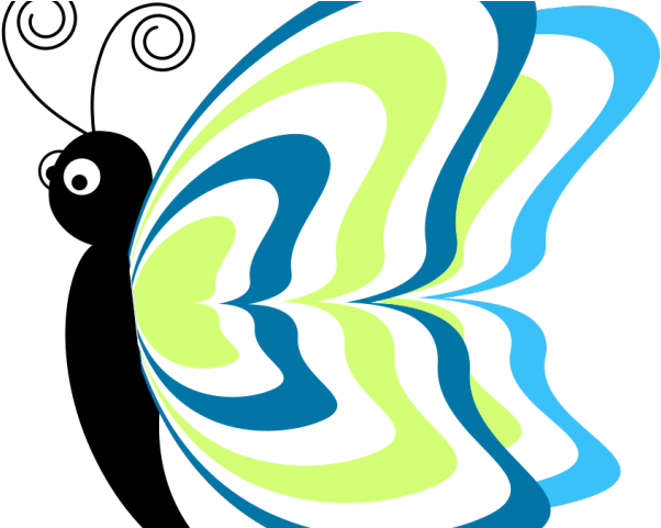 Rainbow Butterfly Clipart Green Butterfly - Butterfly Cartoon (640x480), Png Download