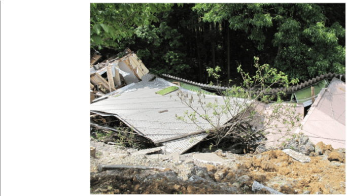 Collapsed Wood-frame Houses At The Toe Of The Landslide - Yard (850x385), Png Download
