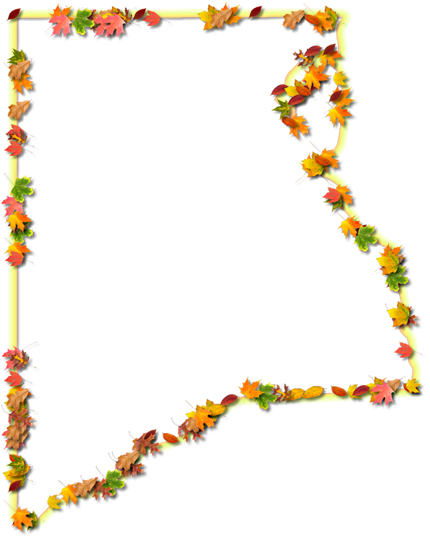 A Yellow And Orange Outline Map Of Clay With Fall Leaves - Floral Design (613x768), Png Download
