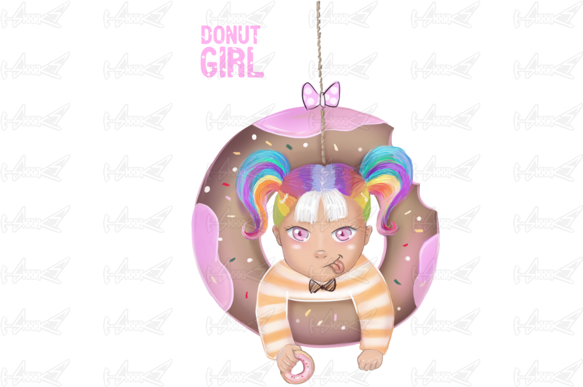 #donut #girl - Illustration (1200x760), Png Download