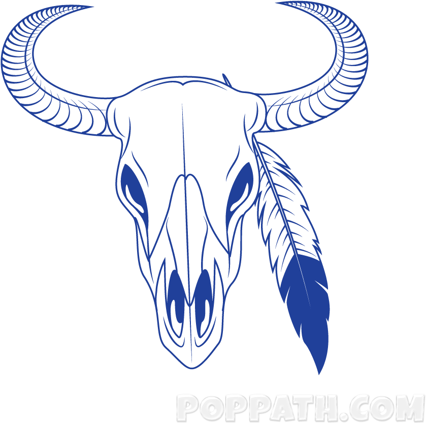Drawn Bull Longhorn - Horn (1000x1000), Png Download