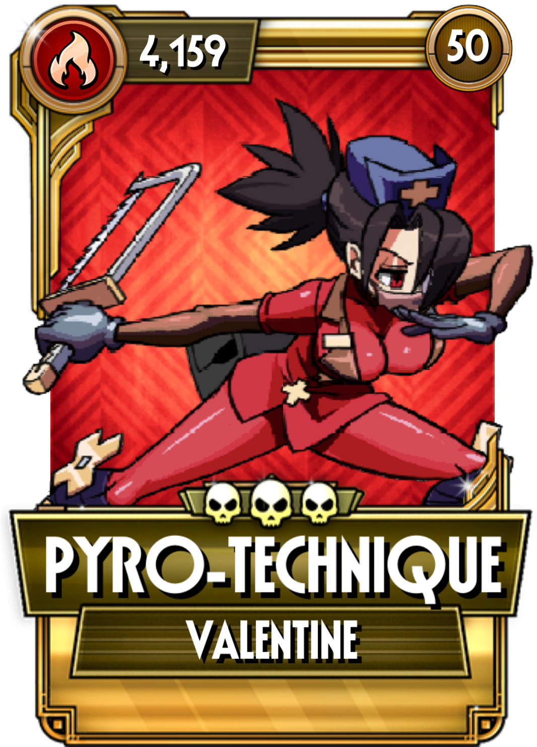 Pyro-technique - Skullgirls Valentine Silent Kill (1260x1660), Png Download