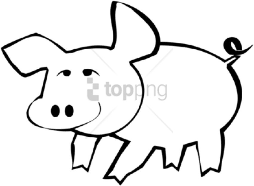 Free Png Outlines Of A Pig Png Image With Transparent - Pig Cartoon Color (850x623), Png Download