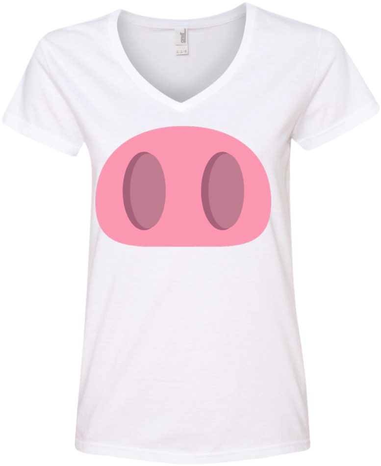Pig Nose Emoji Ladies' V Neck T Shirt - Active Shirt (960x960), Png Download