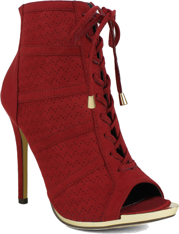 Fahrenheit Red Lace Up Bootie - Basic Pump (1000x1000), Png Download