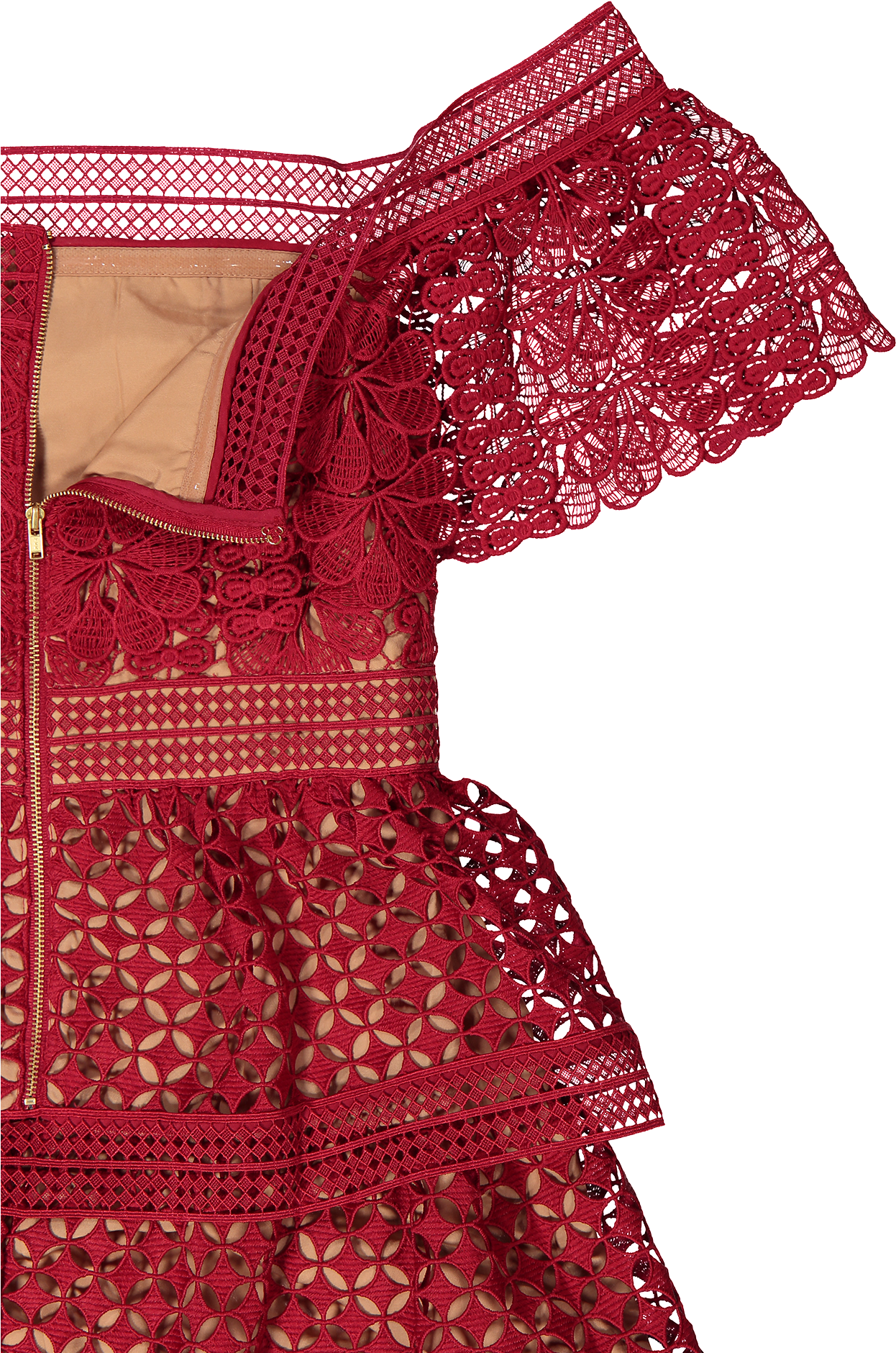 Off Shoulder Lace Mini Dress Red - Motif (1280x1920), Png Download