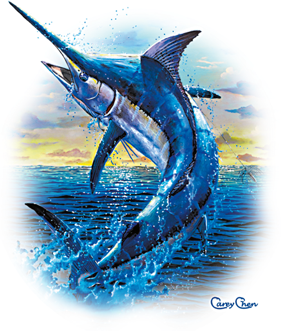 Saltwater Blue Marlin Jumping - Grander Off007 (675x675), Png Download