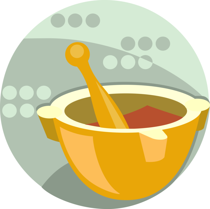 Vector Illustration Of Mortar And Pestle Prepare Ingredients - Dish (705x700), Png Download