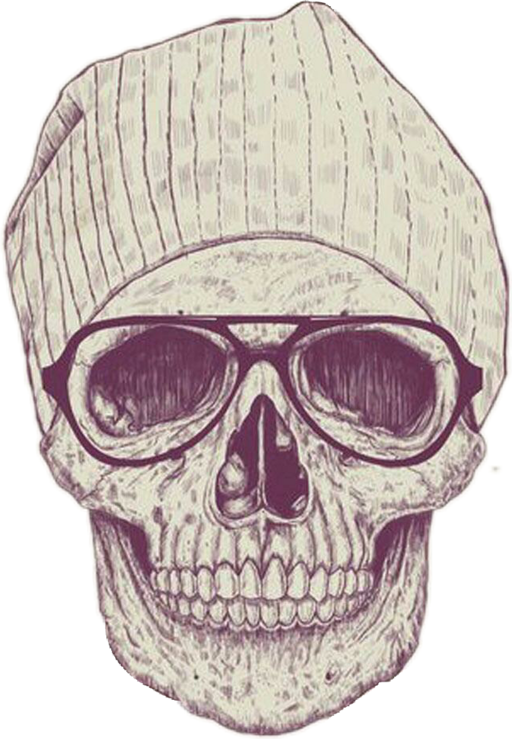 #skull #hipster #glasses #beanie #cool - Draw A Cool Hat (1024x1476), Png Download