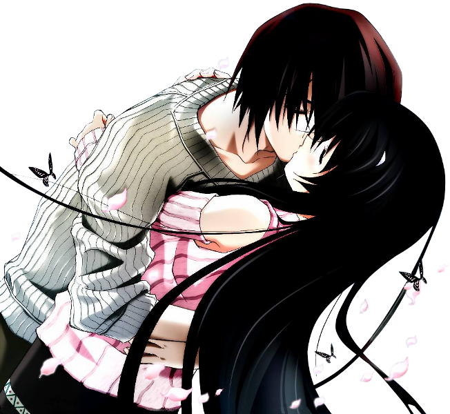 Wallpaper Collection Romantic Love Couple Kissing - Anime Love (652x600), Png Download