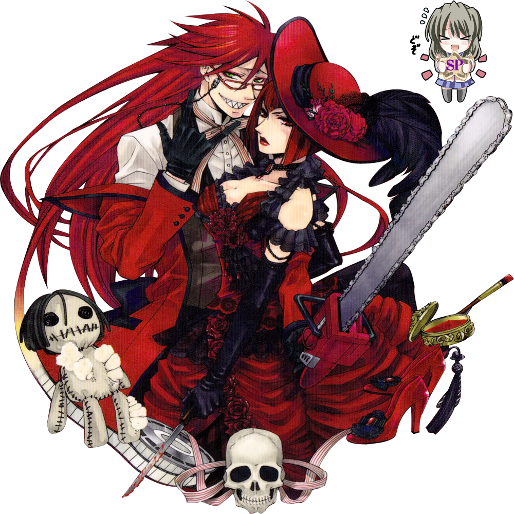 Anime Couple Render Photo - Black Butler Angelina X Grell (1000x1000), Png Download