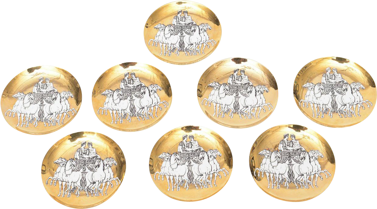 Set Of Eight Italian Fornasetti Gilded Porcelain Roman - Fornasetti Saks Fifth Avenue Plates (1280x860), Png Download
