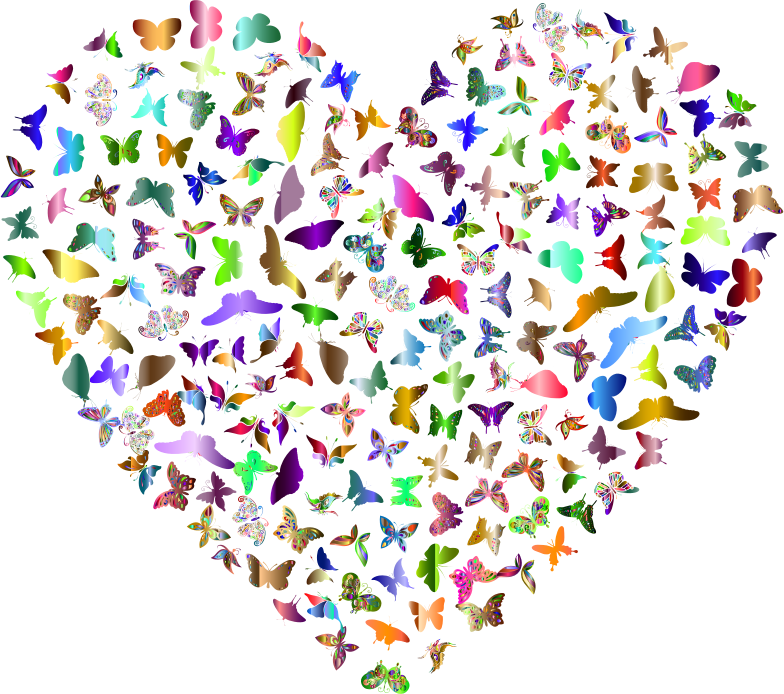 Butterflies Heart Chromatic - Animals In Heart Clipart (784x694), Png Download