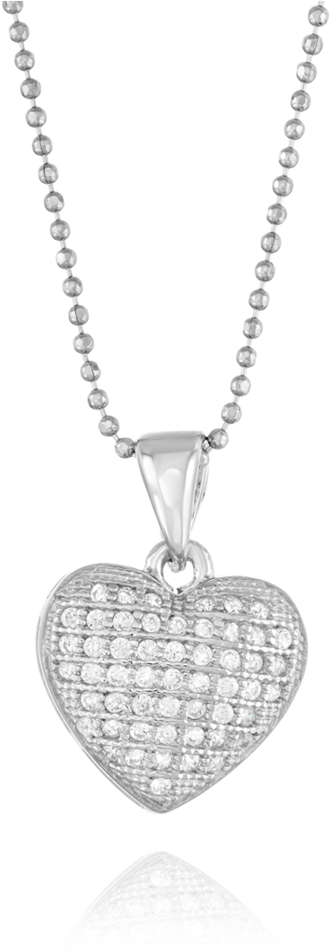 Sterling Silver Heart Cushion Pendant With Cz Stone - Locket (1060x1060), Png Download