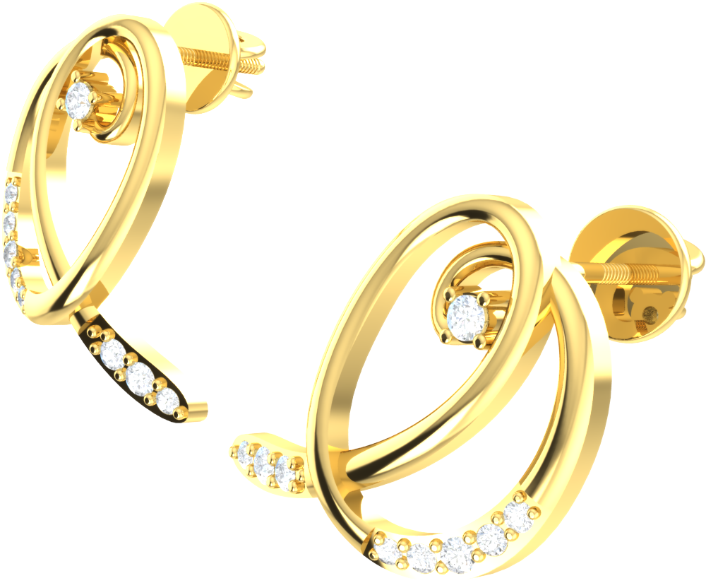 0 15ctw Round Cut Natural Diamond 18k Gold - Earrings (1200x1200), Png Download