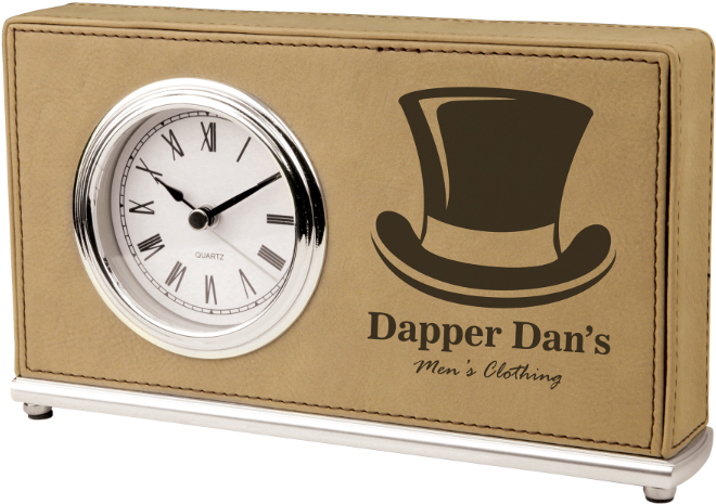 Leatherette Wrapped Horizontal Desk Clocks - Quartz Clock (675x675), Png Download
