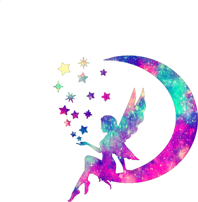 #ftedtickers #fairy #stars #moon #colorful #magical - Moon And Star Png (1024x1024), Png Download