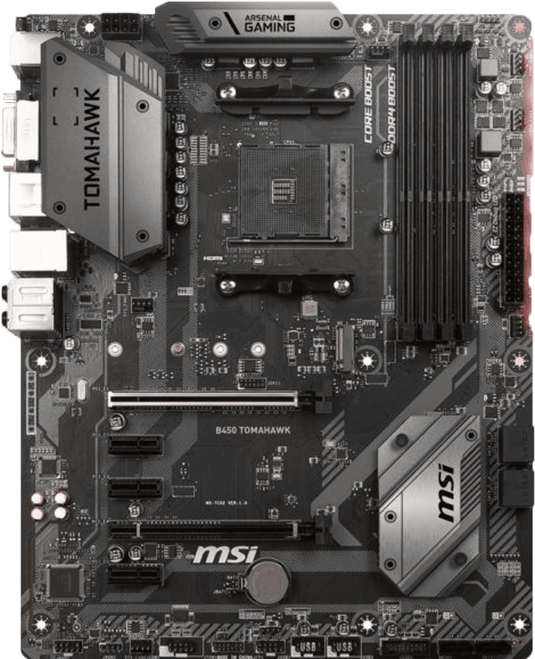 Msi B450 Tomahawk - Msi B450 Tomahawk Atx Am4 Motherboard (1024x1024), Png Download