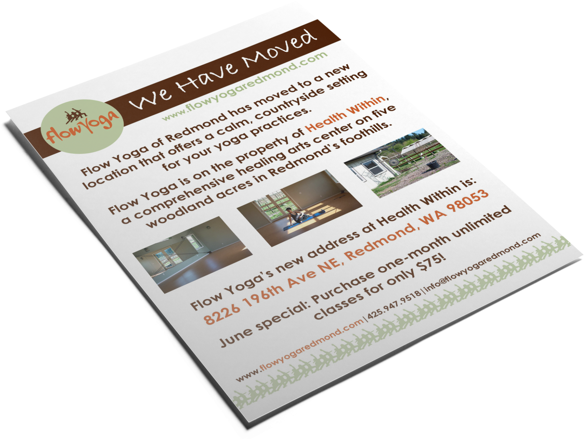 Flow Yoga Flyer - Flyer (2000x1451), Png Download