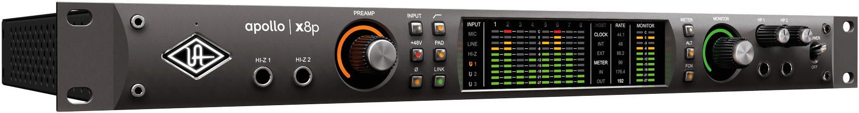 Apollo X8p Thunderbolt Mk3 Audio Interface - Universal Audio Apollo 8x (2048x577), Png Download