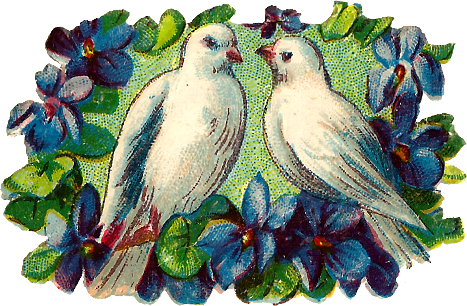 Antique Images Free Bird Love Note Flowers - Lovebird (1600x1090), Png Download