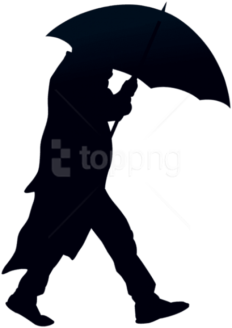 Free Png Man With Umbrella Silhouette Png Png Images - Silhouette Images Of People With Umbrella (480x678), Png Download