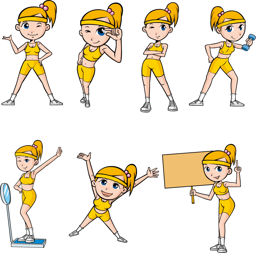 Fitness Clipart Womens Fitness - Women Fitness Cartoon (970x960), Png Download
