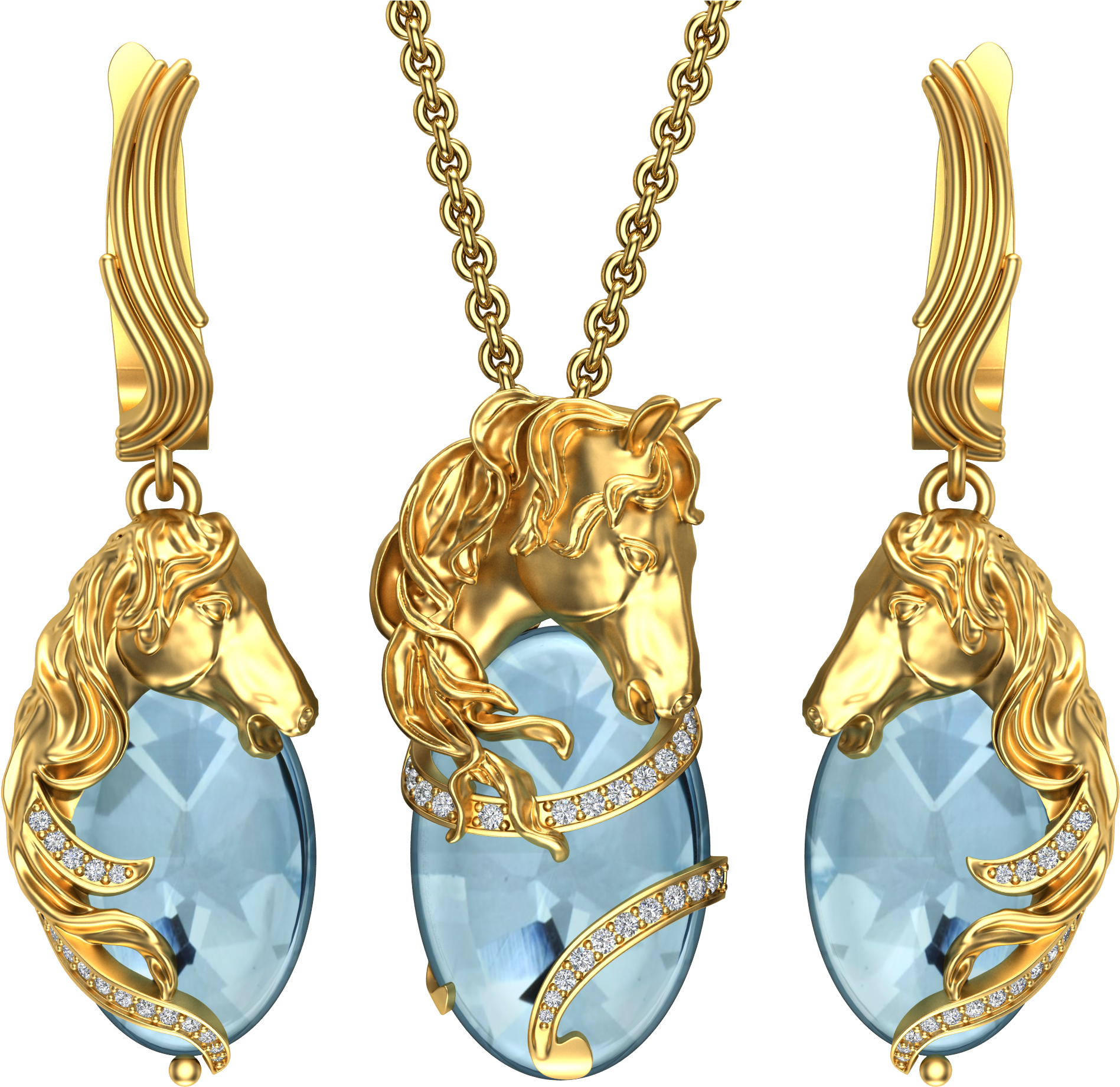 Horse Pendant Jewelry Cad Model - Pendant (3413x1920), Png Download