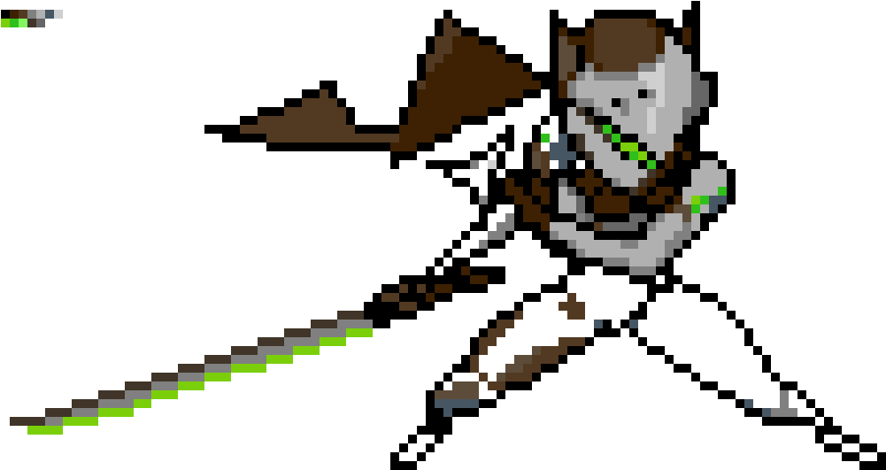 Genji Pixel Spray Art - Overwatch Genji Pixel Spray (1320x770), Png Download