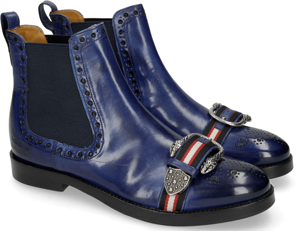 Ankle Boots Amelie 62 Midnight Buckle Snake - Melvin & Hamilton (1024x1024), Png Download