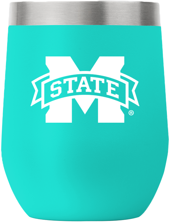 Mississippi State 12 Oz Stemless Teal Tumbler - Wine Glass (1593x1593), Png Download