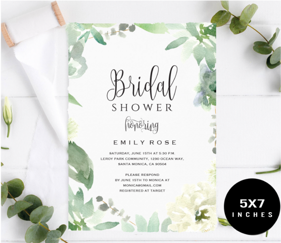 Bridal Shower Invitation Template - Jasmine (720x480), Png Download