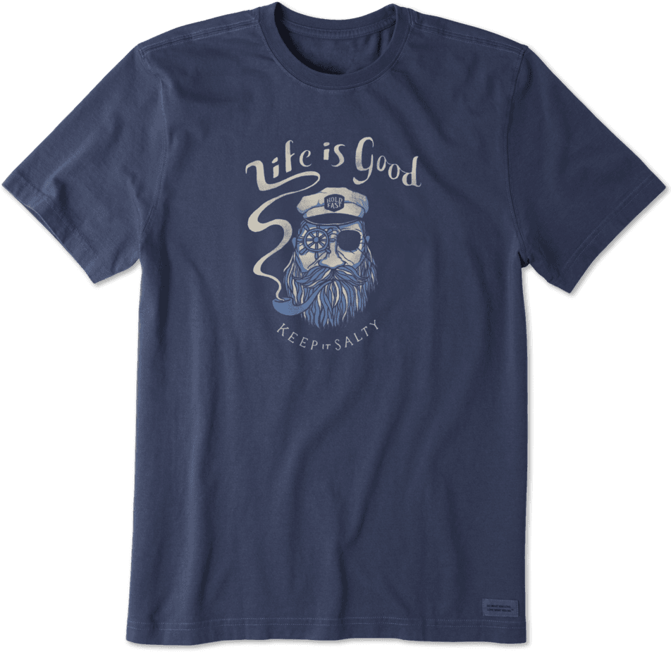 Life Is Good Men's Old Salt Crusher Tee L Darkest Blue - Life Is Good Drummer Shirt (960x960), Png Download