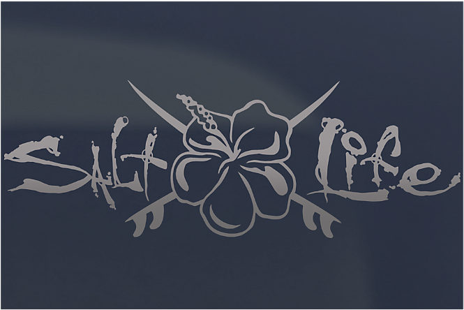 Salt Life Decal With Hibiscus And Surf Boards - Salt Life With Anchor (680x680), Png Download