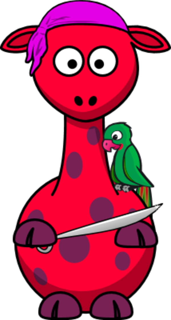 Pirate Sword Giraffe - Blue Giraffe Clip (600x1121), Png Download