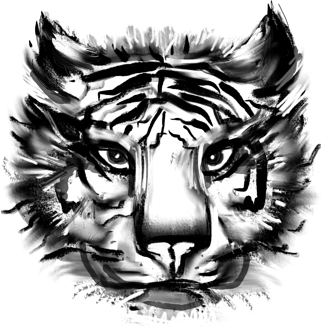 #tiger #ink #bw #animal #animals #wild #angry #handdrawn - Siberian Tiger (1024x1821), Png Download