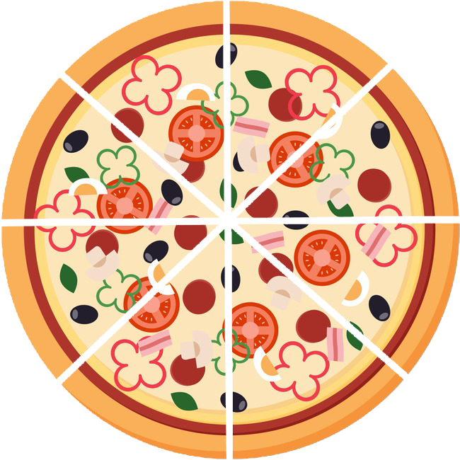Large 16 Inch - Clipart 8 Piece Pizza (650x650), Png Download