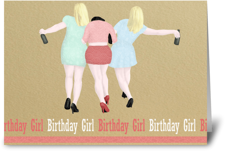 Birthday Girl Greeting Card - Illustration (848x698), Png Download