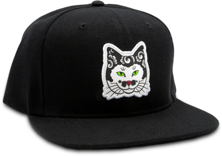 Black Cat Head Snapback - Baseball Cap (1000x1000), Png Download
