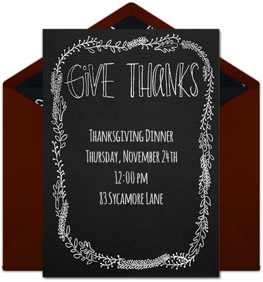 Give Thanks Chalkboard Online Invitation - Calligraphy (650x650), Png Download