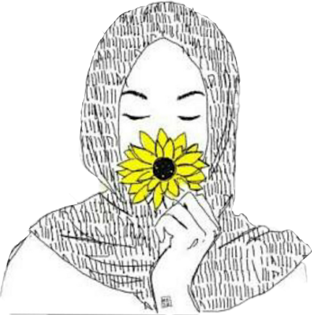 My First Sticker💞 Muslim Hijab Hijabers Flowers Likes - Girl Cartoon Hijab (1024x1033), Png Download