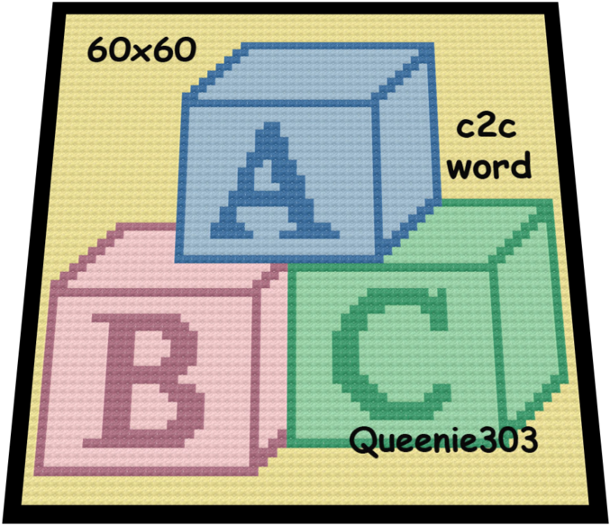 Abc Blocks C2c - Cross-stitch (690x596), Png Download
