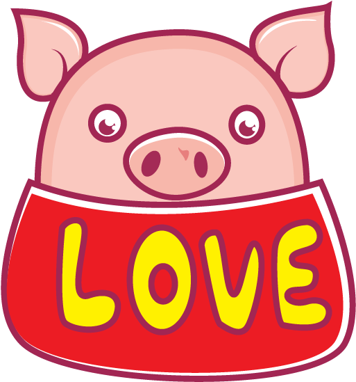 Cute Pig Sticker - Illustration (618x618), Png Download