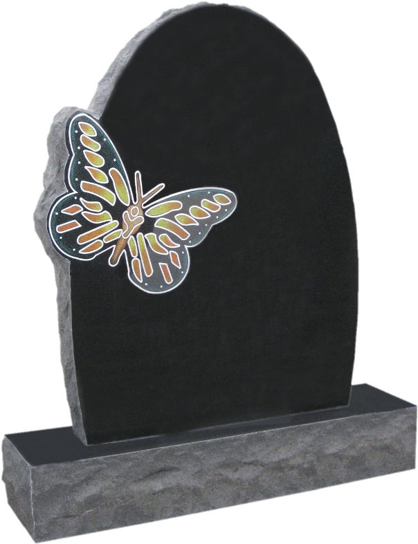 Rb S 09 Oval Shape With Carved Butterfly - Headstone (800x800), Png Download