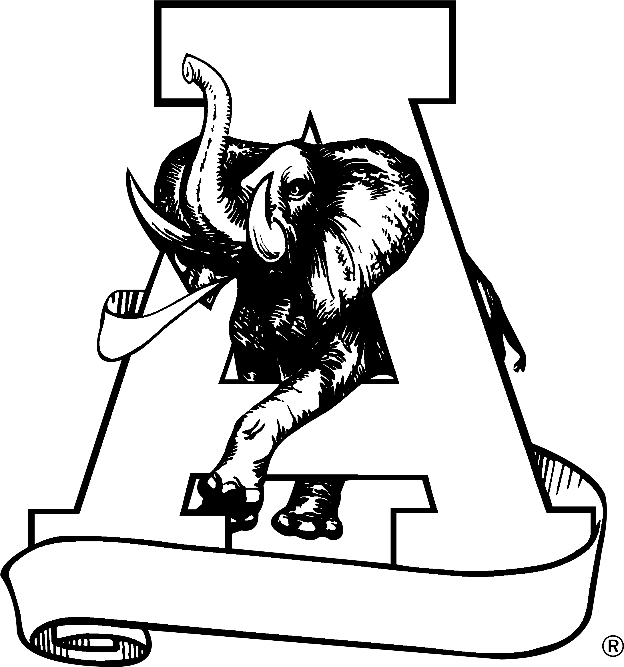 Alabama Crimson Tide 03 Logo Black And White - Alabama Crimson Tide Png (2400x2400), Png Download