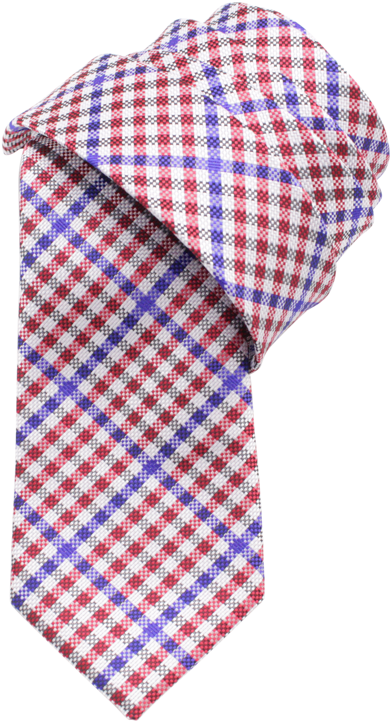 Red, White, And Blue Gingham Patterned Necktie (1536x1536), Png Download