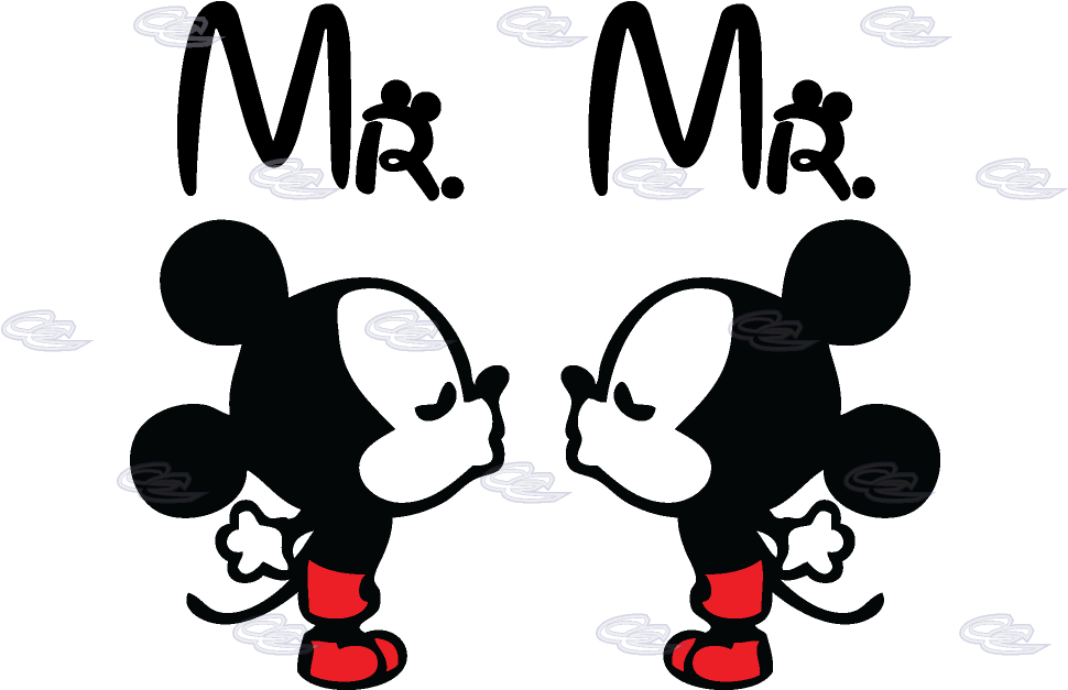 Kiss Clipart Mickey Mouse - Mickey Y Minnie Beso (1013x697), Png Download